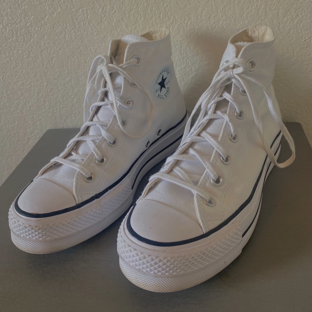 white high top platform converse